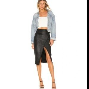 Free People Whitney Faux Suede Faux Wrap Midi Skirt Sz S